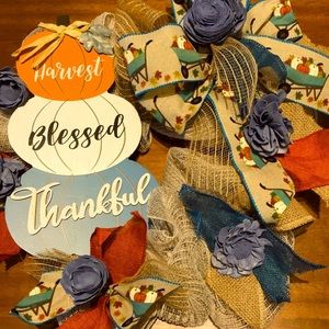 Fall Autumn Wreath, Harvest Wreath, Beautiful Sola Flower Wreath, Handmade